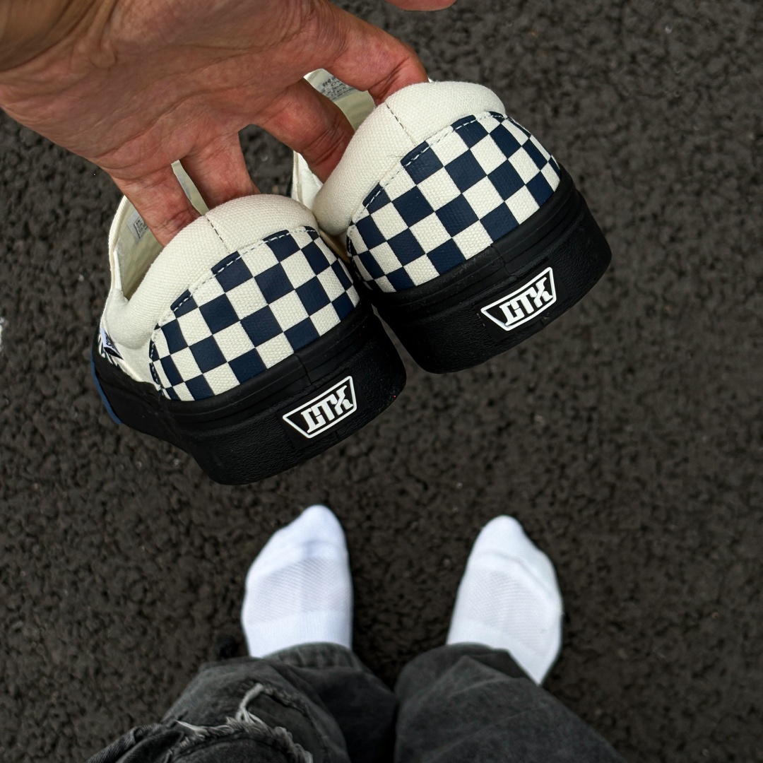Adidas Shoes Superstar - Blue‑White Checkerboard Slip‑on Lazy Shoes, Black