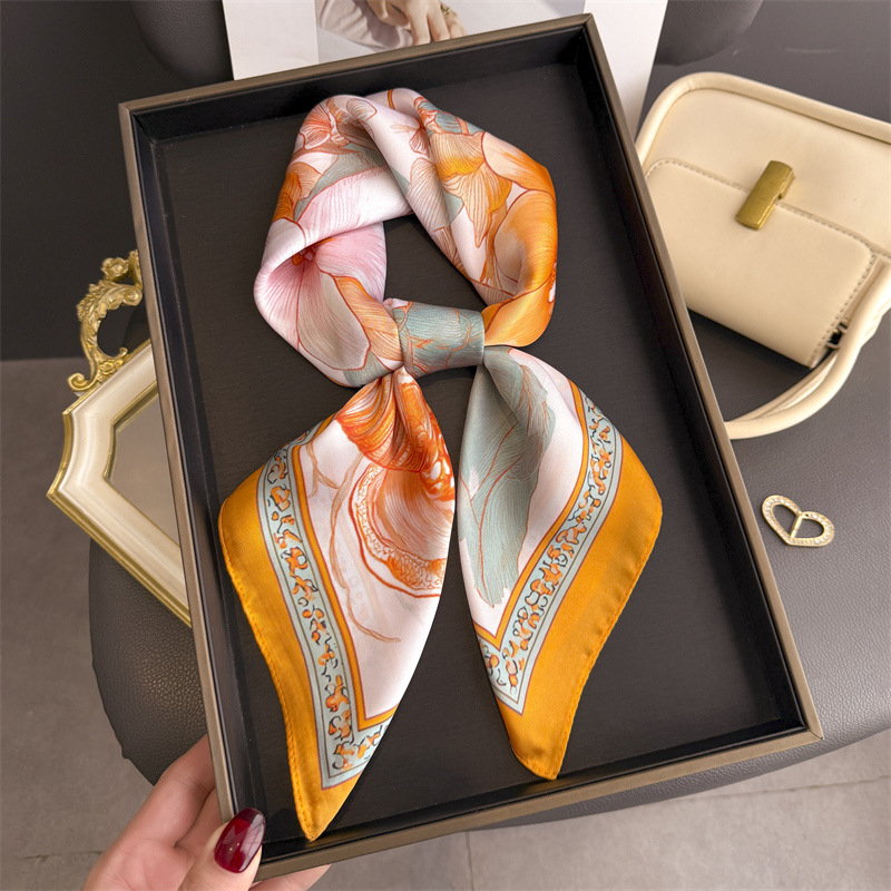 2026 New Floral Print Hijab Si - Scarf Silk Square 评论和价格