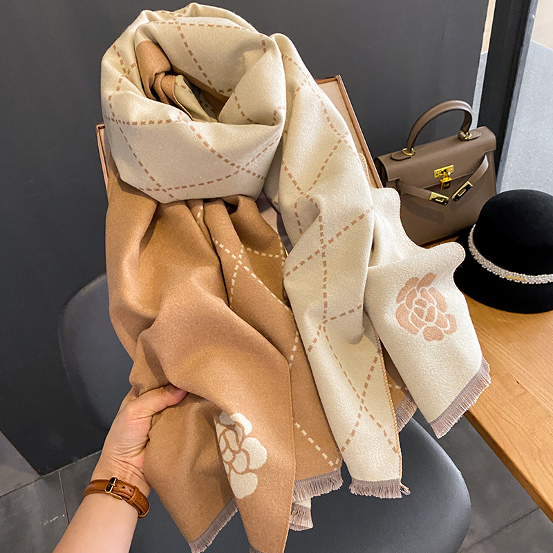 Winter Scarf Women Luxury Flor - Woven Scarf Blanket 评论和价格