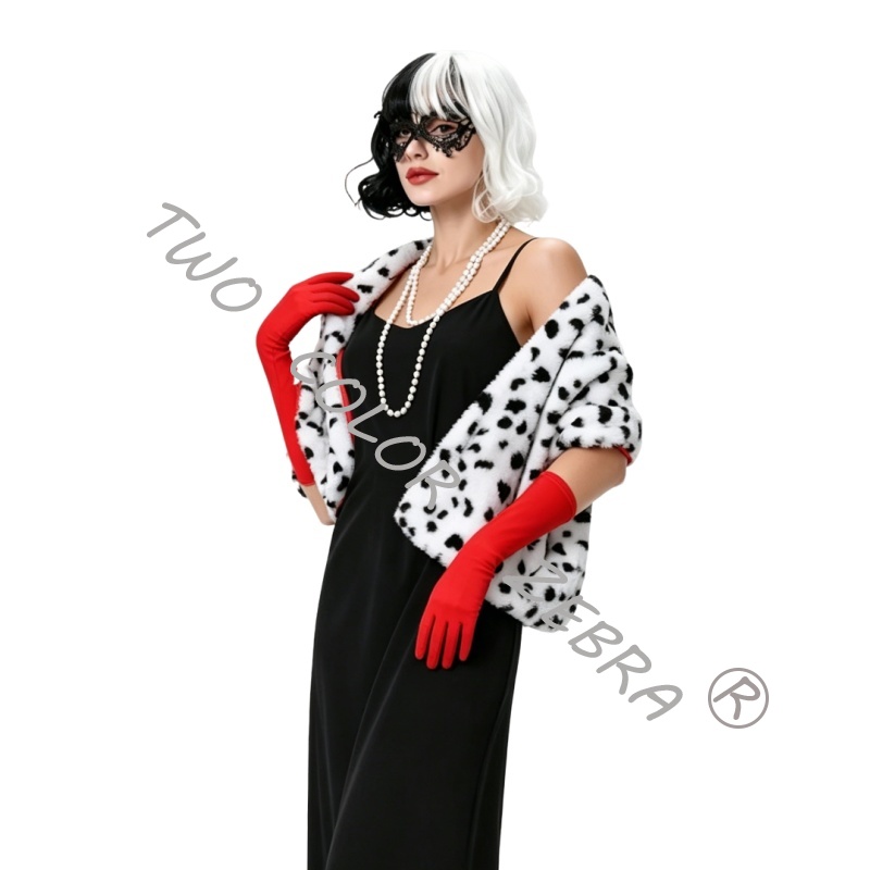 Cruella Deville Cosplay Costum - Face Scarf Mask 评论和价格
